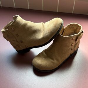 Michael Kors Girls' Tan Suede Ankle Boots with Button Accents